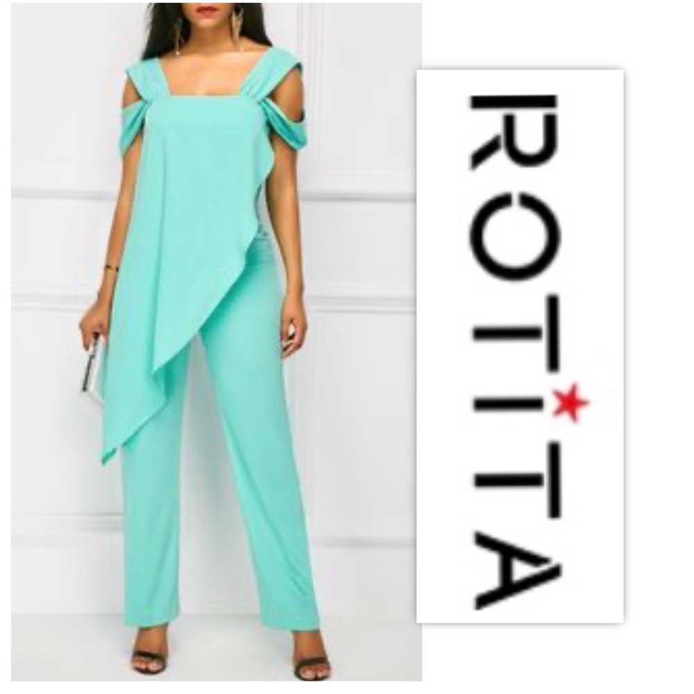 Rotita Aqua Asymmetrical Jumpsuit